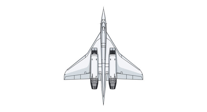 Top down view of a sleek white supersonic passenger aircraft with a delta wing design shown on a white background.