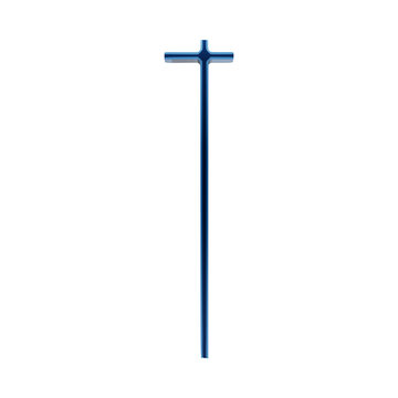 Minimalist blue vertical line with t-shaped feature isolated on dark background, representing symbols isolated on a transparent background