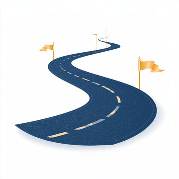 The Winding Road to Success: An illustrative depiction of a winding road, marked with flags, symbolizes the journey toward achieving goals and navigating the path to success.