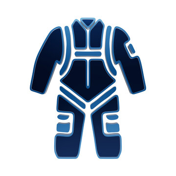 Blue 3D skydive jumpsuit icon with glossy beveled edges isolated on solid background, skydiving gear isolated on a transparent background
