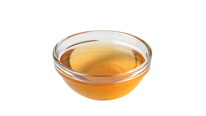 Glass bowl filled with delicious sweet golden organic liquid honey isolated on transparent background © Alice