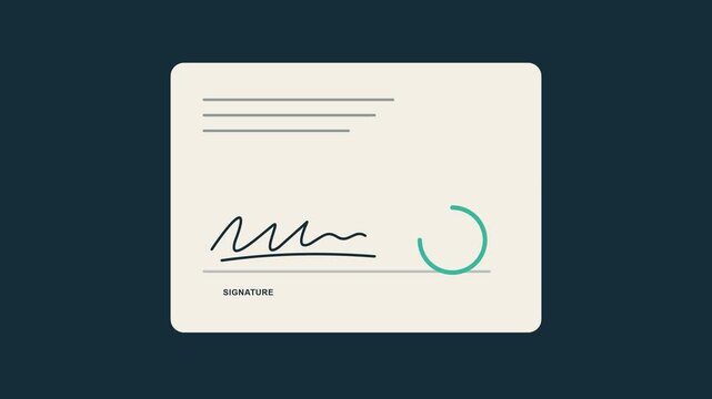 Signature to seal animation certifying document with official stamp