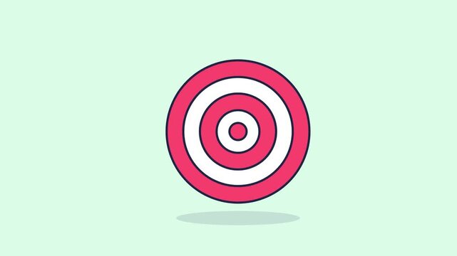 Target arrow hit icon loop animation on light background for business goal achievement success strategy focus and marketing objective concept