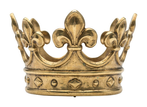 Golden crown cutout Royal crown cutout Brass isolated transparent background image