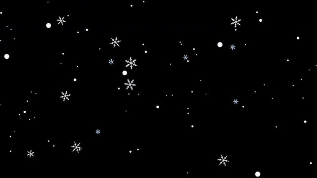 Seamless cartoon snowfall with snowflakes and snowballs on transparent background