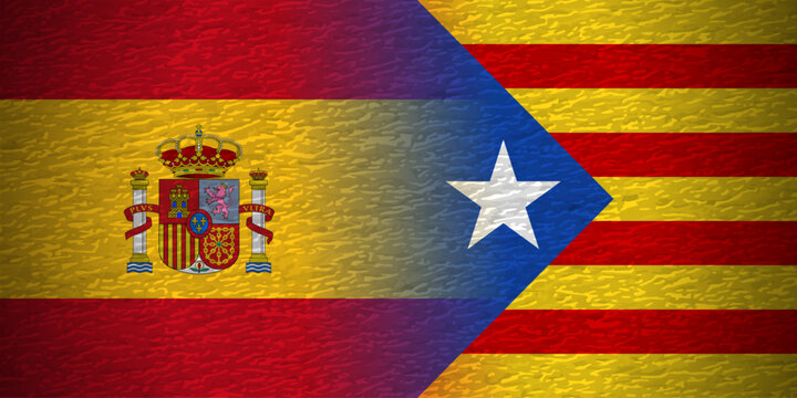 Spain VS Catalonia Flag War Conflict Vector Background Design Illustration