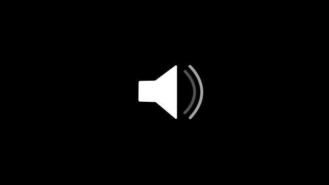 Sound speaker icon with sound waves on black background Animated volume control speaker adjusting audio level