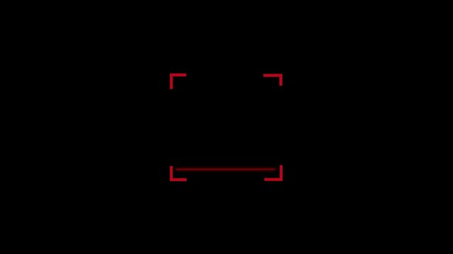 Red laser line scanner frame on black background Scanning line moving up and down for digital security verification HUD target frame element for barcode optical code and biometric concept