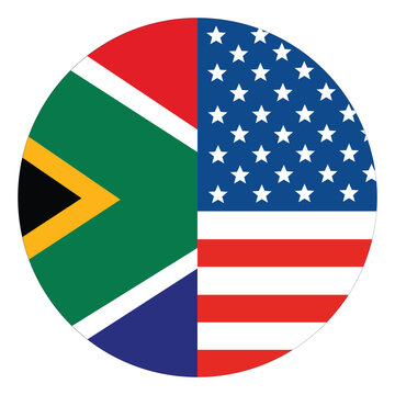 USA and South Africa Flags Combined in Circular Design