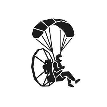 Paramotor pilot with parachute, geometric style