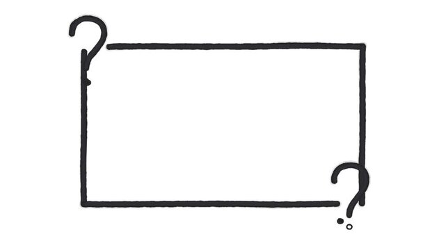 Hand drawn question mark frame icon set showing a rectangular border with question marks on the corners