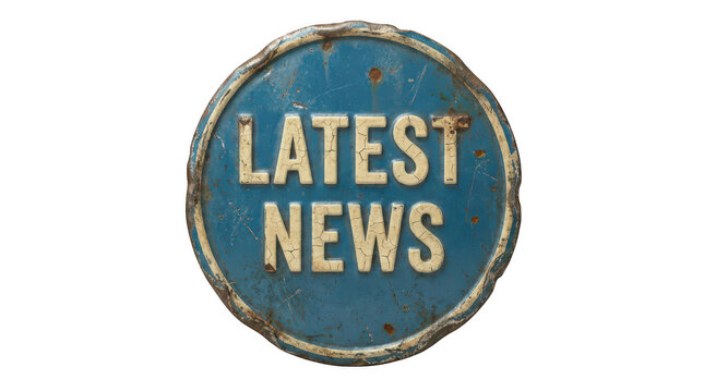Vintage news sign with latest updates isolated on transparent background