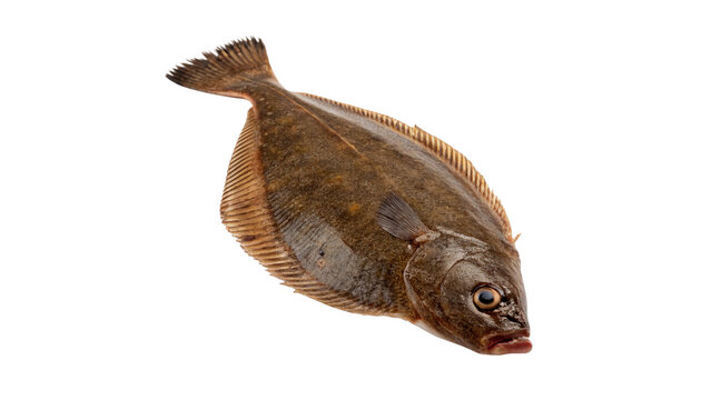 Fresh raw whole flounder fish seafood raw market grocery ingredient isolated on transparent background