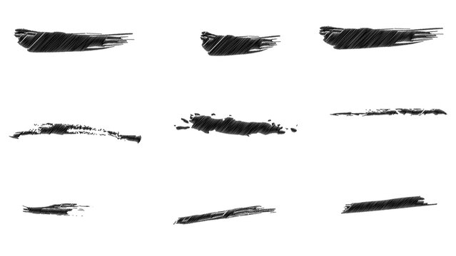 Set of black vector brush strokes isolated on transparent background