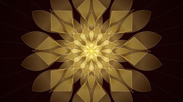 Elegant luxury background with spinning golden mandala and ornate geometric arabesque patterns looping seamlessly for premium weddings and cultural celebrations.