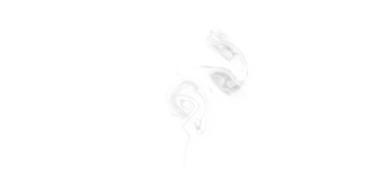 Realistic white cloud isolated on transparent background. Wispy grey smoke or fog effect for digital overlay. Vector design element
