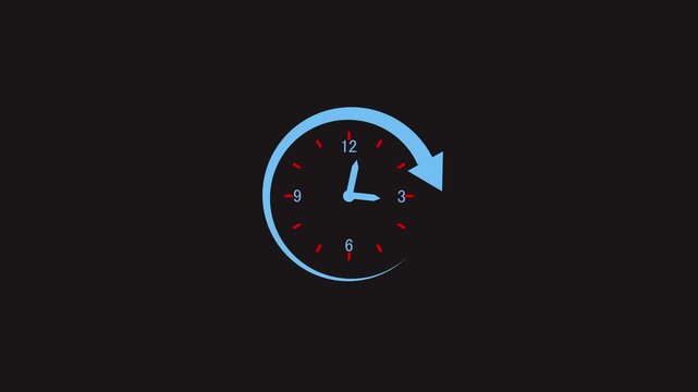 Animated clock with rotating arrow for time management and deadline concepts animation