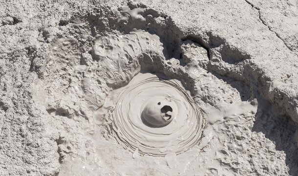 Mud pool, bubbling mud pot, hot spring, Te Puia, Whakarewarewa, Rotorua, New Zealand