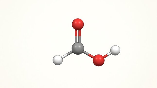 Formic acid molecular structure model isolated on white background