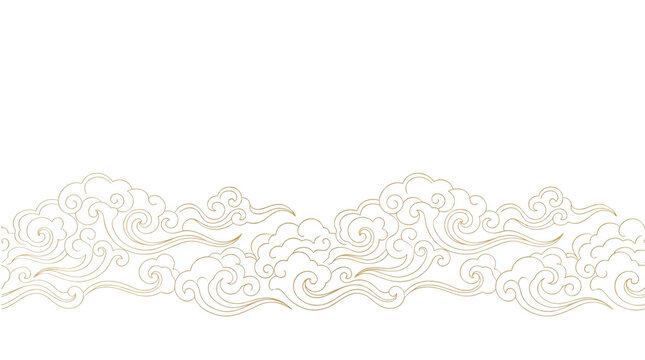 Traditional chinese cloud pattern border isolated on transparent background