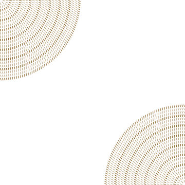 Golden radial dashed line pattern arranged in two opposite corners on black background isolated on a transparent background