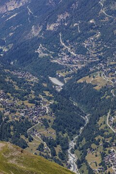 View of Ayer, Val d'Anniviers, Valais Alps, Canton Valais, Switzerland