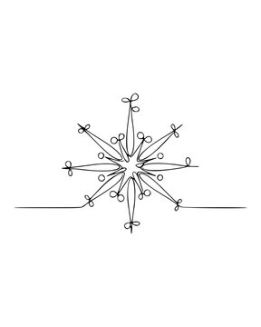 Minimalist Continuous Line Snowflake Geometric Design