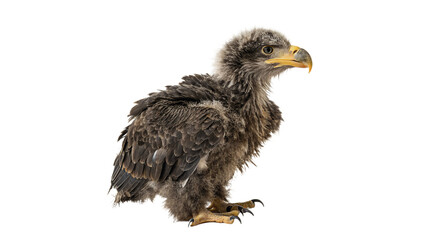 Small young eagle chick bird profile standing isolated on transparent background © Imogen
