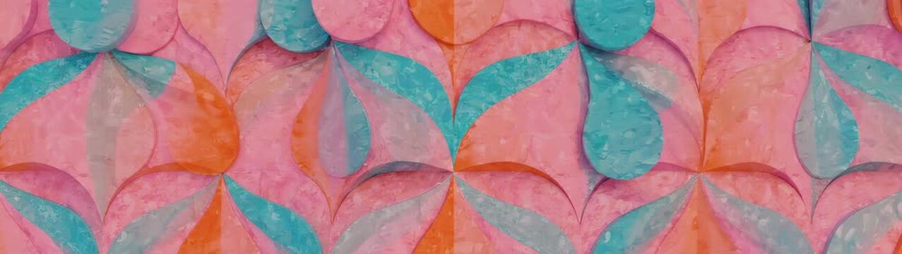 Geometric pattern background colorful floral shapes with pink orange and blue texture motion design for creative branding.