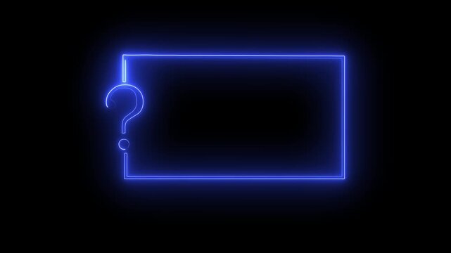 Neon blue glowing question mark frame border animation for q&a and faq presentation