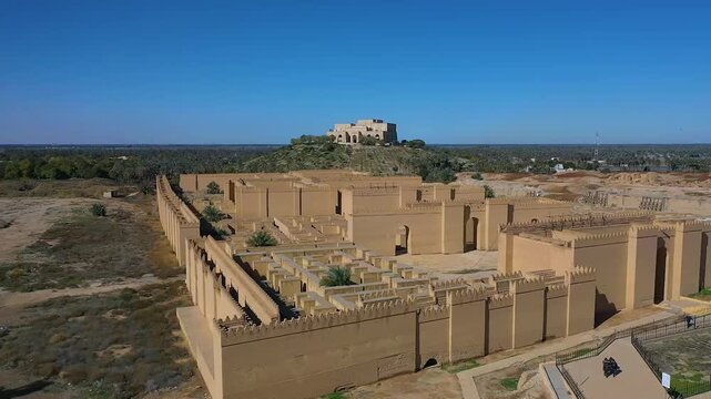 Aerial view of the ruins of ancient Babylon, Iraq