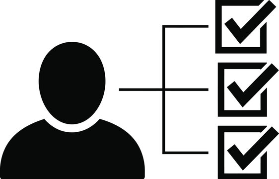 User account profile with a series of completed checklist icons symbolizing finished tasks and successful positive user experience