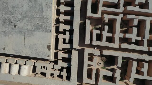 Aerial drone shot of the ruins of ancient Babylon, Iraq