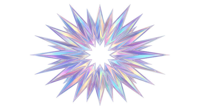 Holographic crystal starburst on transparent isolated on png transparent background