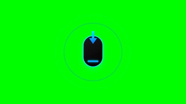 Download icons with blue arrows on green screen background