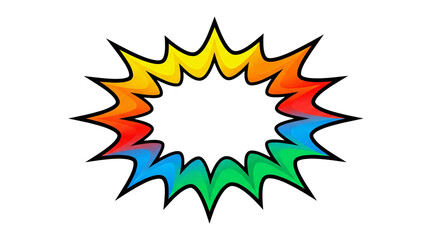 Rainbow colored jagged starburst explosion isolated on png transparent background © Sarkar