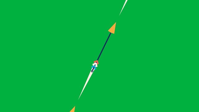 Cartoon Skydiver Falling on Dotted Flight Path