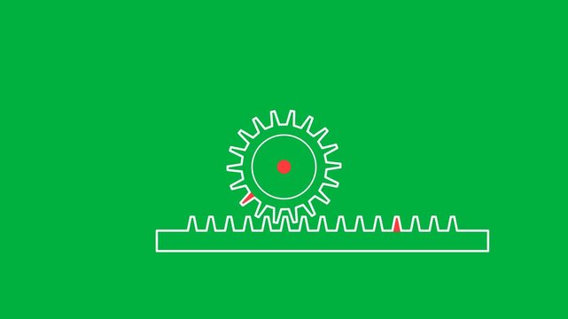 Animated Gear Rotating on Toothed Rack Mechanism