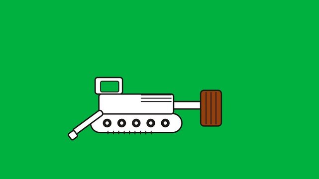 Animated Bulldozer Icon with Turning Tracks and Blade