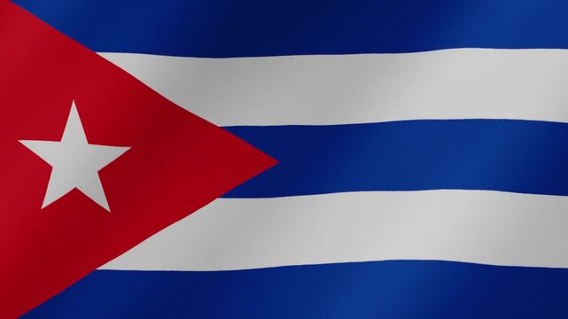 Cuban national flag waving in the wind
