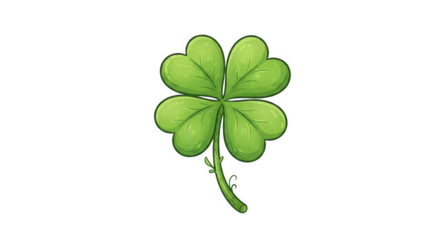 A single green four leaf clover symbol representing good luck and fortune with a simple hand drawn illustration style