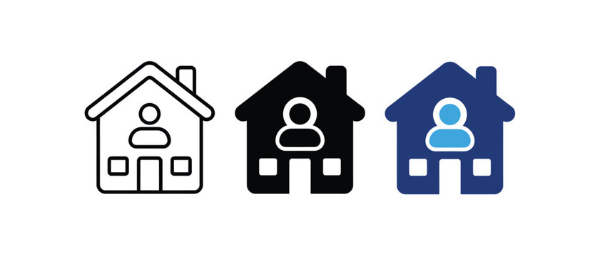 Home office work remote user house property icon set. Vector illustration   