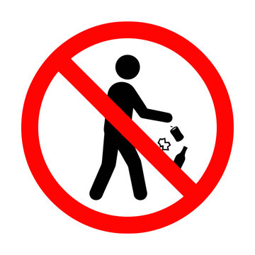 No littering sign with a person dropping trash symbol Vector