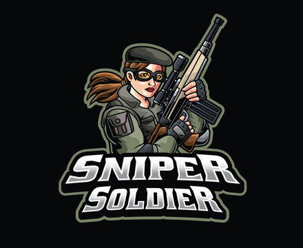 Female Sniper Soldier Mascot