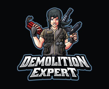 Female Demolition Expert Mascot