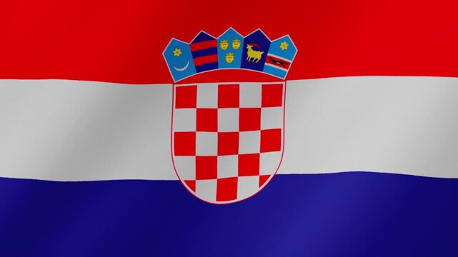 Croatian national flag waving in the wind