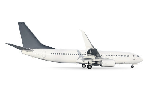 Modern white passenger jet plane isolated