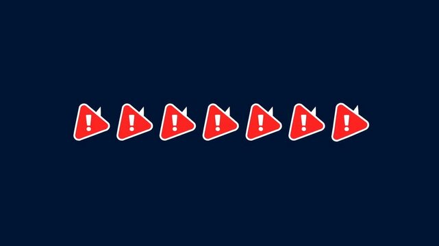 Red Warning Symbols Progressively Replace White Speech Bubbles on a Dark Background
