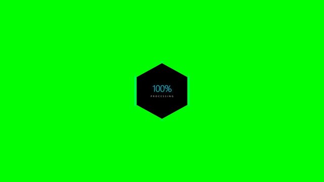 Hexagonal percentage data counters on green screen background