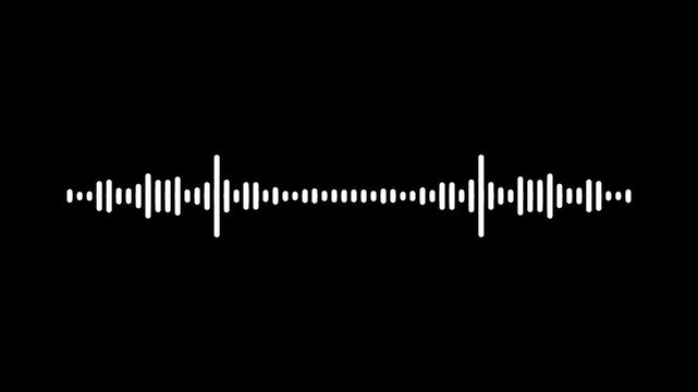 Dynamic voice frequency visualizer, audio equalizer overlay effect,  reactive sound equalizer animation on black screen.white audio bar spectrum Isolated on transparent background.4k